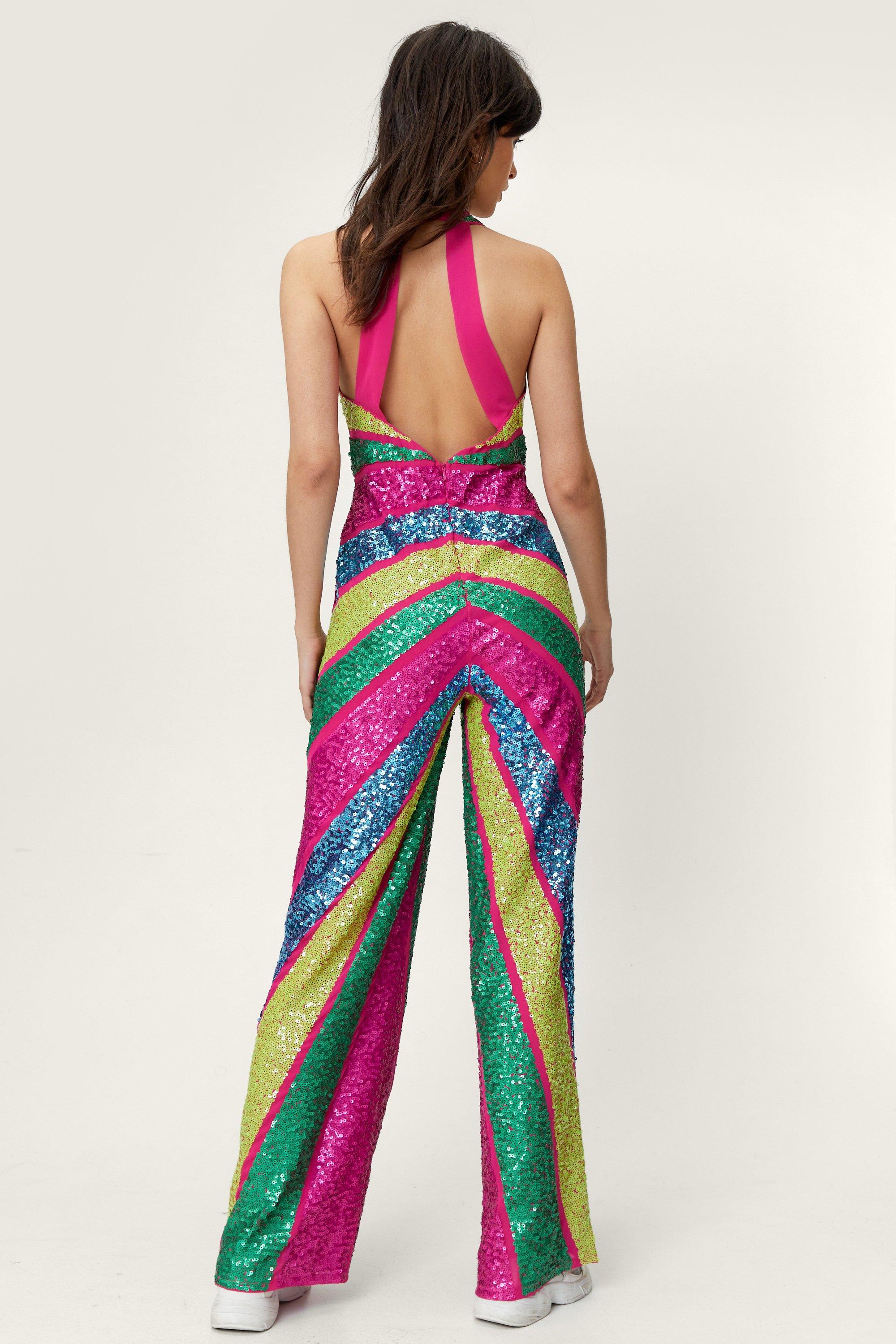 Rainbow store jumpsuit boohoo